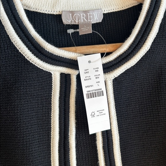 J. Crew Emilie Sweater Lady Jacket - Black and White Striped Contrast Trim - Picture 7 of 14